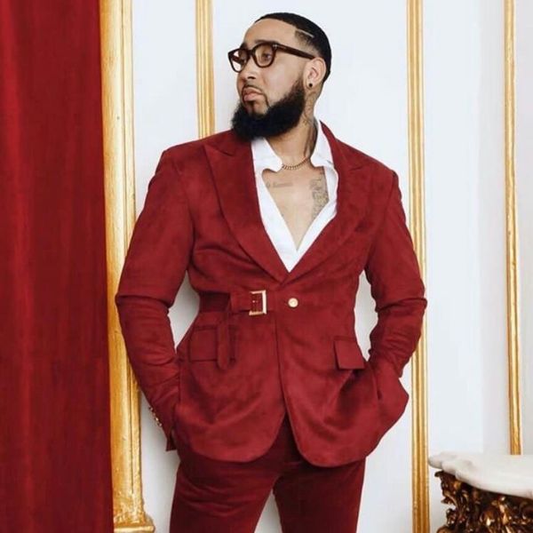 

red velvet wedding mens suits slim fit bridegroom tuxedos for men two pieces groomsmen suit blazer formal business jackets pants, Black;gray