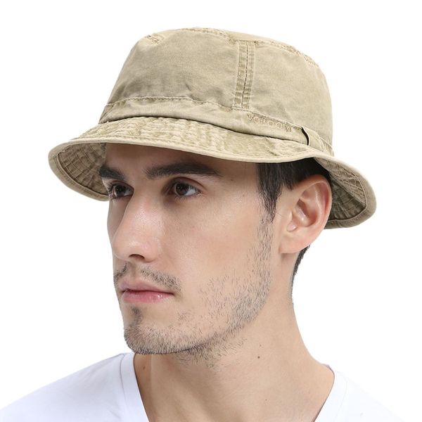 

voboom washed cotton uv protection bucket hat men summer boonie hunting fisherman khaki hats travel japanese korea sun cap 163
