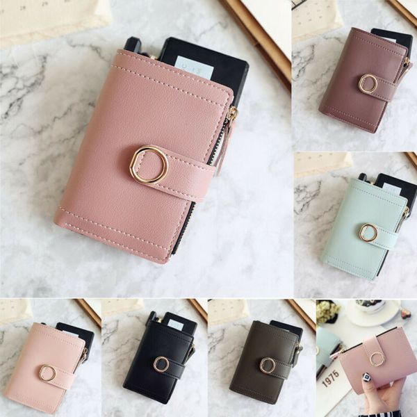 

women wallets small pu leather purse solid color card bag clutch women female purse money clip high quality