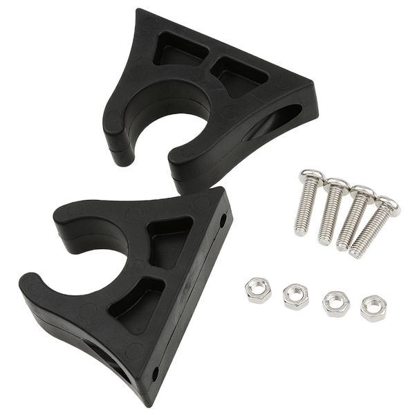 

2x black marine kayak paddle clip with srews kayak canoe paddle holder mount plastic clips tackle gear for boat accessory
