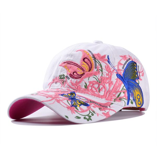 

new hat korean chaoliang embroidered baseball cap butterfly embroidered duck tongue hat, Blue;gray