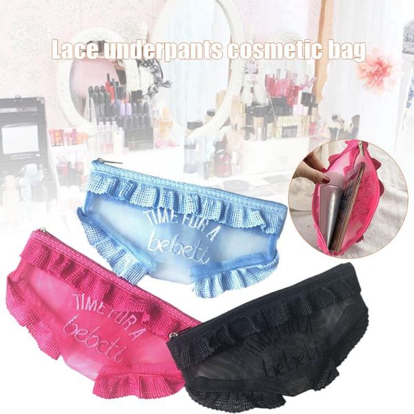 

cosmetic bags & cases arrival female bag panties lace cute girl makeup storage