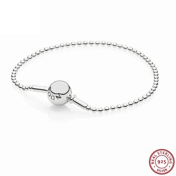

essence collection real 925 sterling silver iconic clasp beaded charm ball chain bracelets for women jewelry flb009, Black