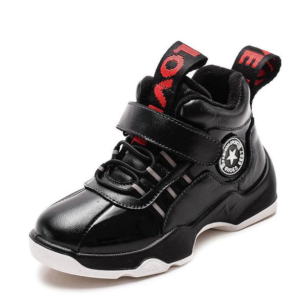 

мальчики зимние сапоги дети снегоступы из натуральной кожи мода мальчики кроссовки ботильоны плюшевые теплая водонепроницаемые дети martin, Black;grey