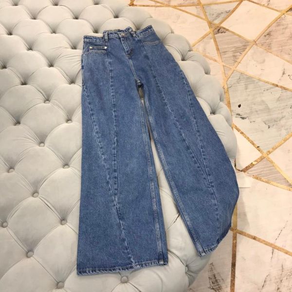 

2019 women's fashion loose convex wide leg jeans 1230, Blue