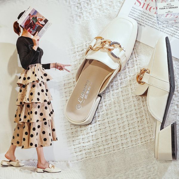 

black flat mules women shoes pu leather slip on flats shoes for women square toe slippers ladies flip flops spring slides jj11