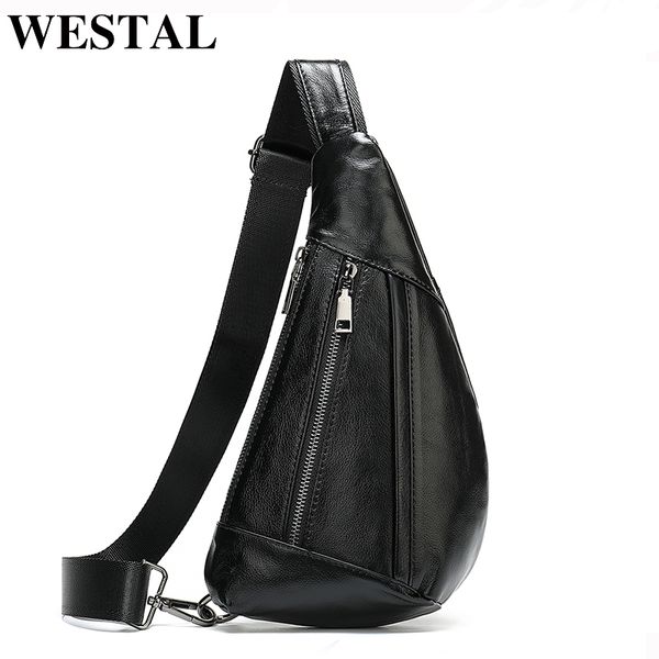 

westal men's shoulder bag genuine leather sling bag for men messenger men's crossbody male casual chest men