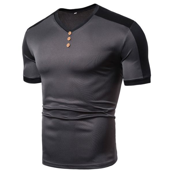 

summer mens plain stitching striped v neck youth short sleeved t-shirt tee shirts, White;black
