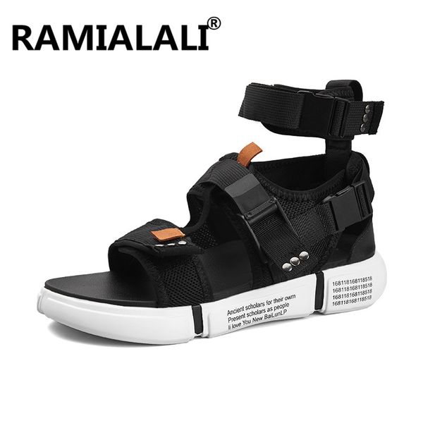 

summer men sandals fashion beach sandals men outdoor breathable slippers flat sandalias antiskid zapatos de hombre, Black