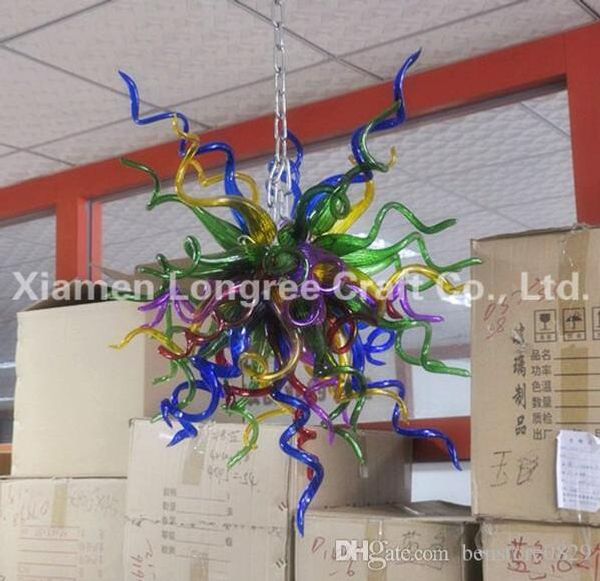 

c45- colored handmade blown glass chandelier led source ac 110v 220v decoration light modern crystal murano glass pendant lamps
