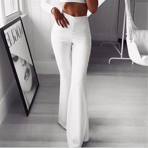 

new plus size trendy women clothes high waist solid casual legging wide leg stretch polyester trousers one pieces