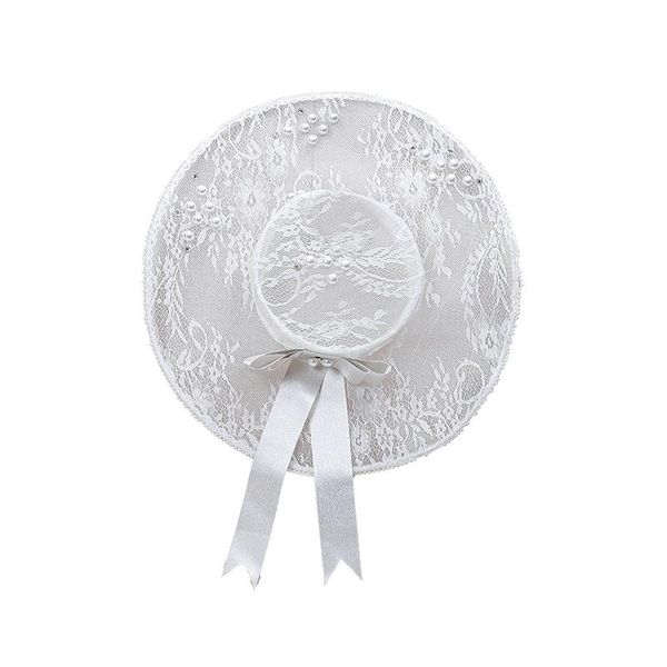 

wedding lace hat chapeau mariage femme facinator hats pearls white for women elegant bridal hat wedding accessories 2020 ydbtt
