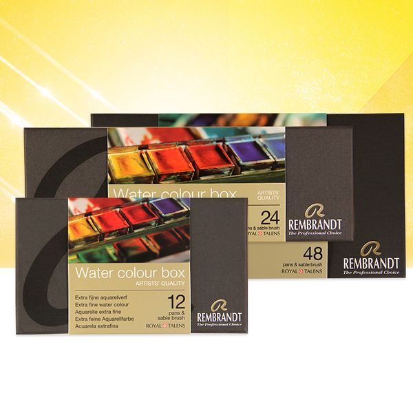 

holland rembrandt rembrandt watercolor paint suit 48/24/12 color solid metal box