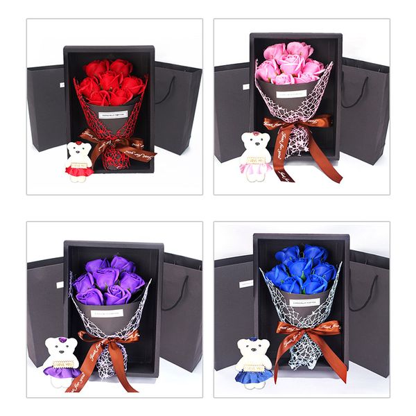 

girl gift beautiful and hardcover rose heads mother's birthday bear flower box soap diy littte gifts for 7 mom with day handmade qqebu