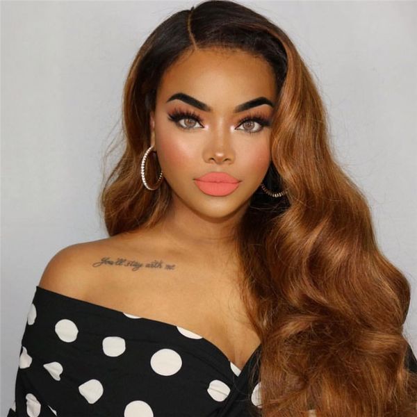

13x6 deep parting 150 density lace front human hair wigs for black women ombre honey blonde lace front wig body wave remy hair