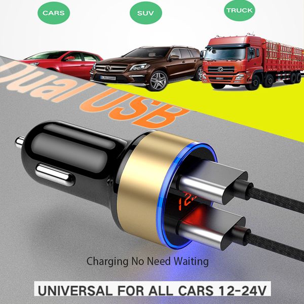 

3.1a dual usb car charger adapter 2 port lcd display 12-24v cigarette socket for gps tracker and gps navigator