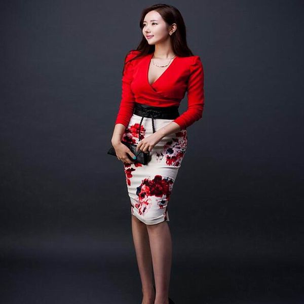 

women dresses 2016 plus size korean halter fashion ol slim elegant vintage casual pencil sheath dress twinset brand, Black;gray