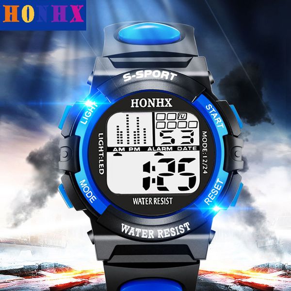 

2018 sell digital watch men honhx fashion outdoor multifunction waterproof child/boy's/girl's sports electronic wristwatch, Slivery;brown