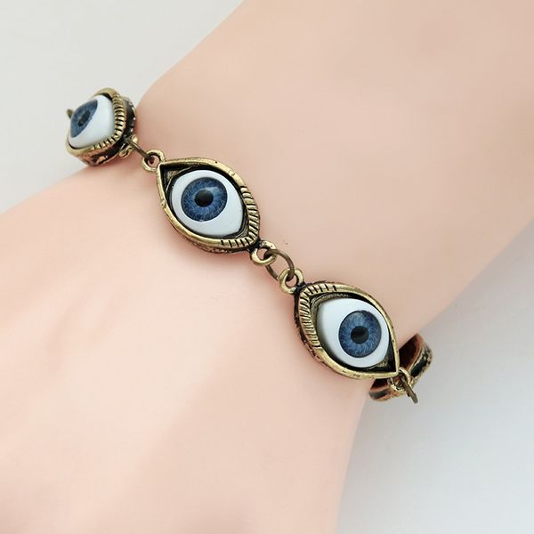 

fatima palm blue eyes bracelet retro lucky fashion evil eye bracelet blue eye adjustable party jewelry, Black