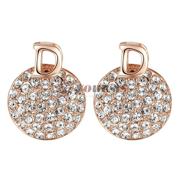 

yoursfs round cubic zirconia earrings gold tone alphabet earrings, Silver
