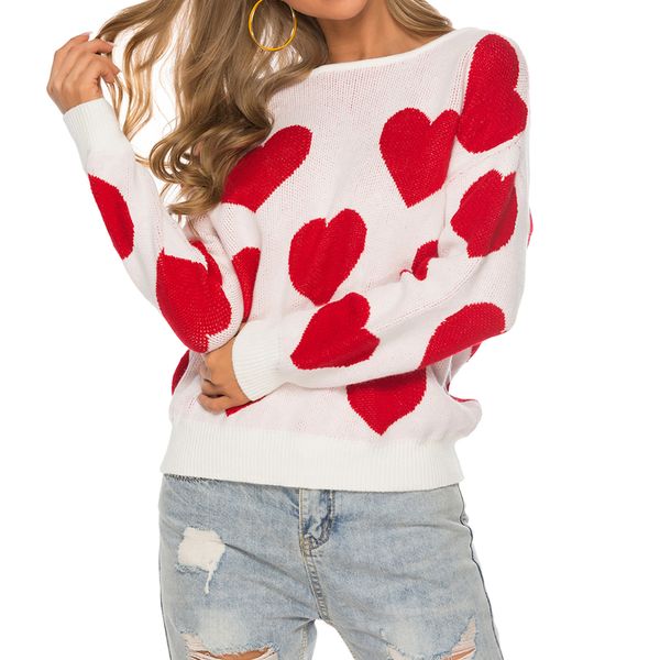 

cotton women sweater new 2019 female backless loose printed heart pattern outwear sweater new fashion ladies printed top, White;black