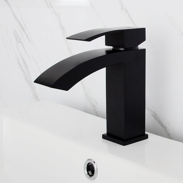 

waterfall faucet brass bathroom basin water mixer matt black rose chrome brushed nickel single hole tap ware