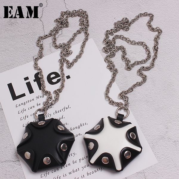 

eam] women mini-bag split joint long chain necklace new temperament fashion tide all-match spring autumn 2020 19a-a499, Silver