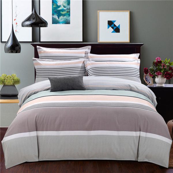 

multicolored stripes bedding set skin affinity sanding bed set twin  king size bed sheet grey white cyan duvet cover