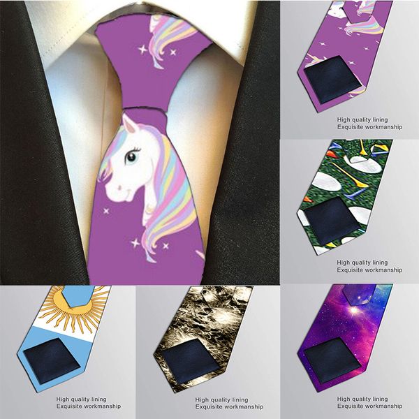 

new 3d printed tie for men necktie 8cm width polyester tie wedding accessories fashion male funny casual neckties h-ld33, Blue;white