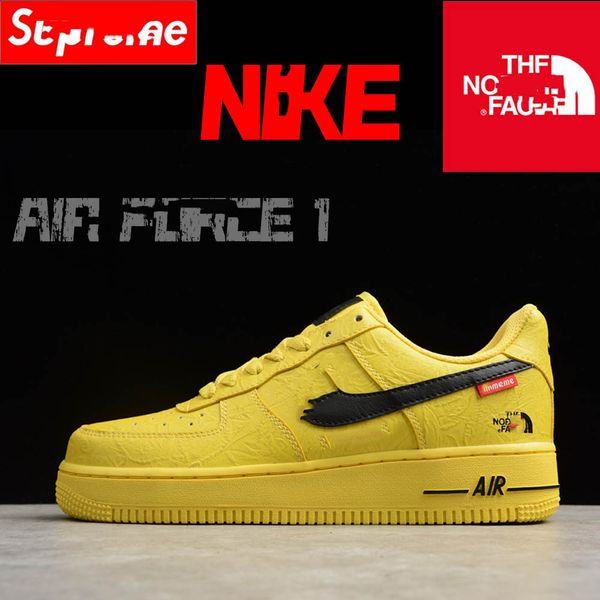 

nikÃ¨ x suprÃ¨me x the north facÃ¨ fofdesigns low air forcing 1 sup fold face force pleated leather sneakers pink running shoes 112507, Black