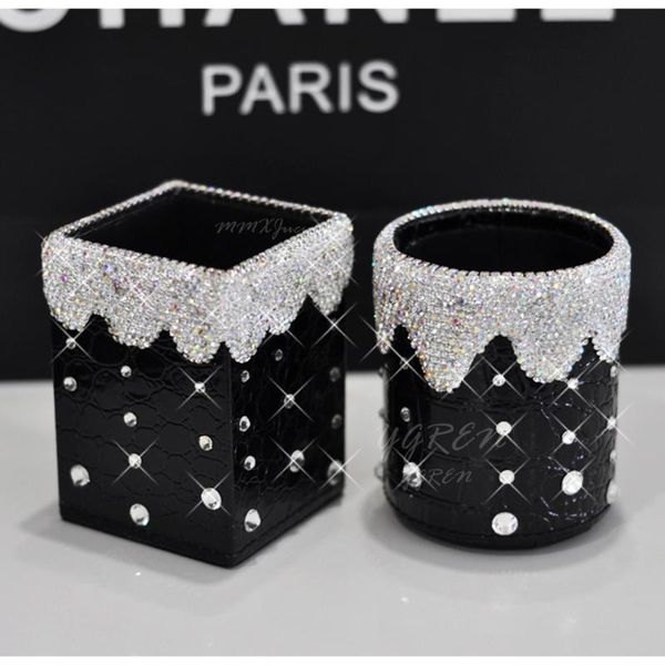 

shiny bling rhinestone container & ornaments for car dashboard armrest diy use