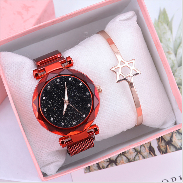 

magnet starry sky bracelet watches women crystal analog quartz wristwatches ladies sports dress milan clock montre femme, Slivery;brown