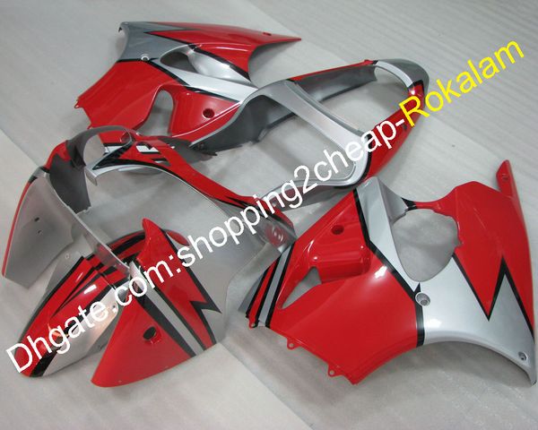 Feedings de plástico ABS aptos para Kawasaki ZX-6R ZX6R 2000 2001 2002 Kit de Feira de Corpo Vermelho de Prata ZX 6R (moldagem por injeção)