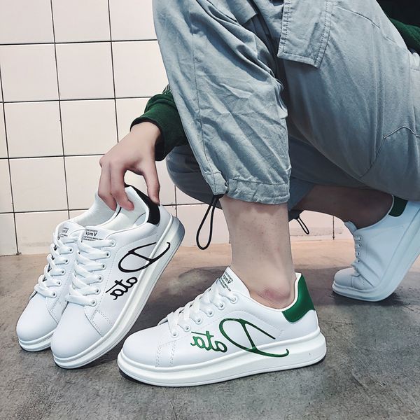 

2019 canvas shoe fashion luxury women sport shoes men's leather lace up platform sneakers white red trainer sports casual shoes, Black