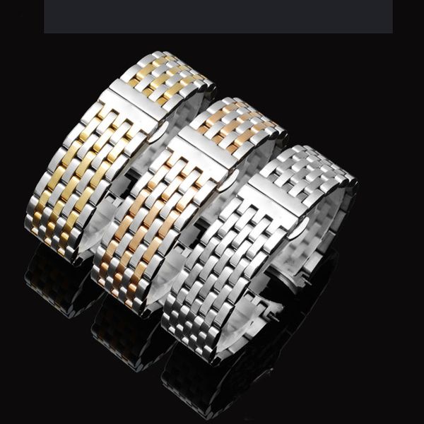 

20mm quality stainless steel watchband inter golden silver inter rose gold bracelet replacement metal strap for t063, Black;brown