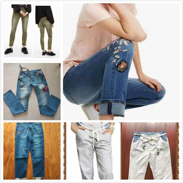 

various styles of spanish deg embroidered personalized jeans, Blue