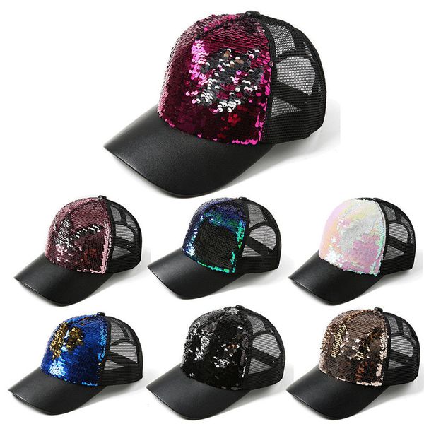 

2019 fashion sequins mesh baseball cap hat sun caps women&men hat spring summer autumn adjustable snapback casual caps, Blue;gray