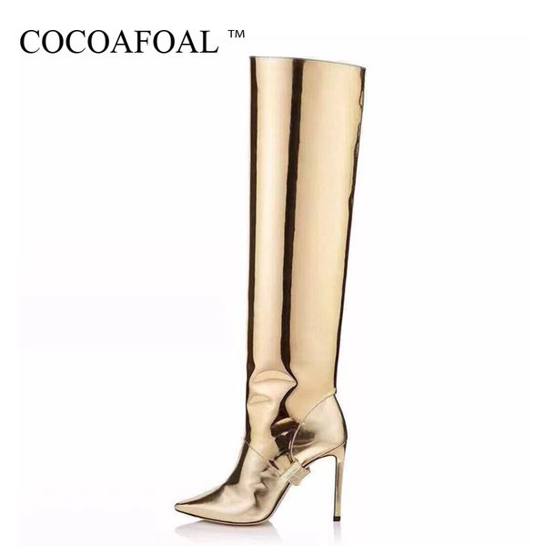 

cocoafoal golden women cowboy laarzen knee high laarzen woman shoes mid-calf cowboy be teen straight boots 2019, Black
