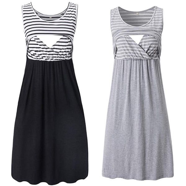 

women pregnant maternity stripe tunic breastfeeding summer maternity dress abiti premaman maternidad ropa vestido gravida 2020, White