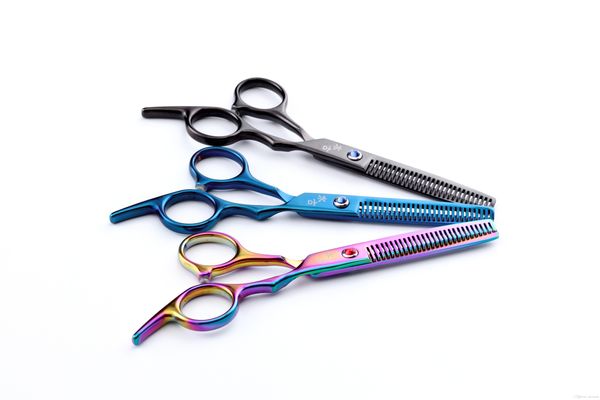 Haarschere und Effilierschere im Set – professionelle Friseurschere/Friseurschere – scharfe Kanten und Haarschere in Regenbogenfarben
