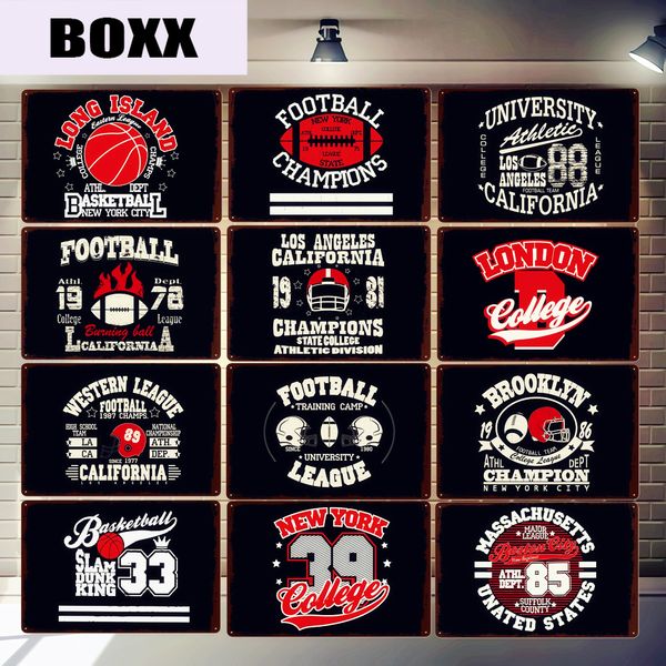 

football league plaque basketball champs vintage metal tin signs bar pub home decor new york california wall art posters mn134
