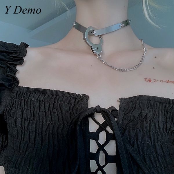 

punk new handcuff chain necklace casual rock silver choker