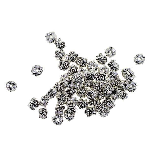 

50pcs beautiful rose flower beads silver tone flower bead caps for jewelry making findings