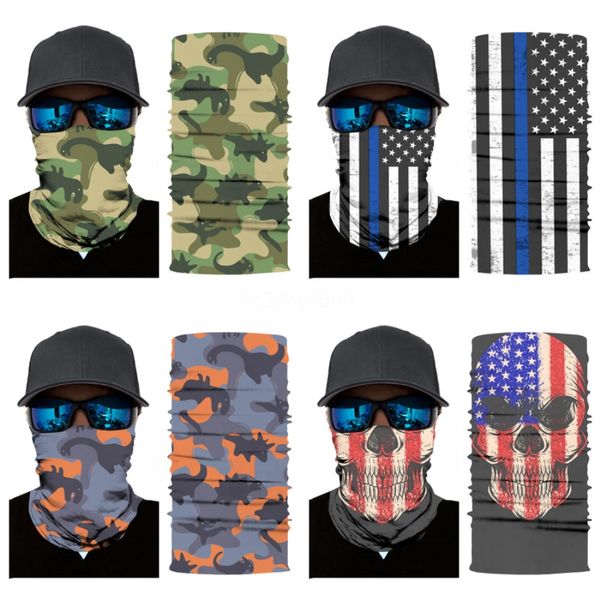 

outdoor skull scarf mask variety turban magic scarves face mesh headband skull neck bandanas fashion multifunctional cycling ba #422#718, Blue;black