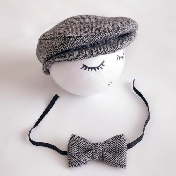 

50set baby newborn peaked cap hat bow tie p pgraphy prop infant boy caps, Yellow
