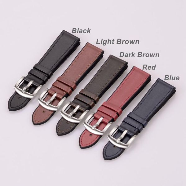 

eache design oil tan leather&silicone watchband watch strap for man watch 20mm 22mm 24mm brown black red blue, Black;brown