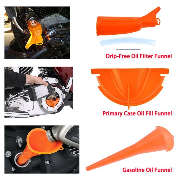 

3x crankcase fill primary case oil fill drip-oil funnel for touring