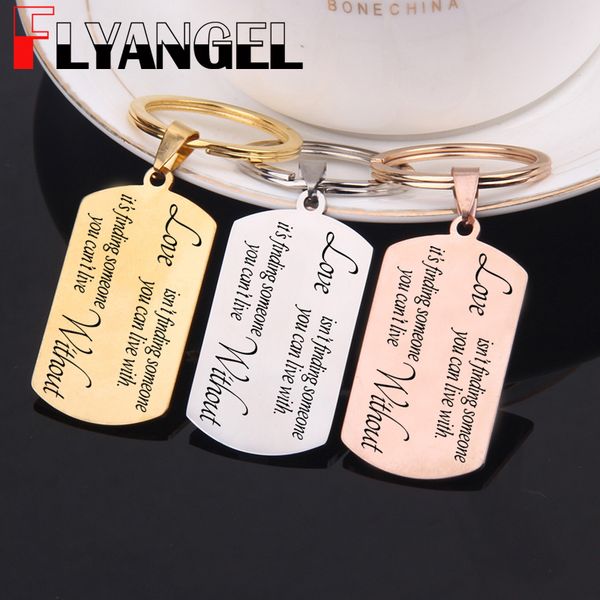 

flyangel love keychain engraved it's finding someone you can 't live car key tag fashion lover memorial gifts valentine's day, Silver