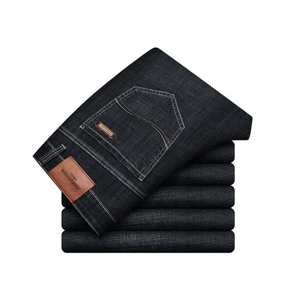 

slim elastic jeans new korean version trend elasticity comfortable straight trousers student 2 colors black blue