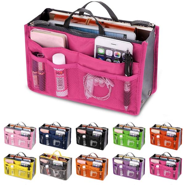 

new fashion women cosmetic bag organizer bag in double zipper makeup portable multifunctional travel pockets handbag